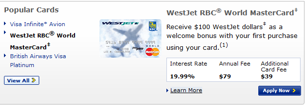 westjet mastercard credit card