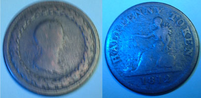 1812 half penny token canadian oldest coin